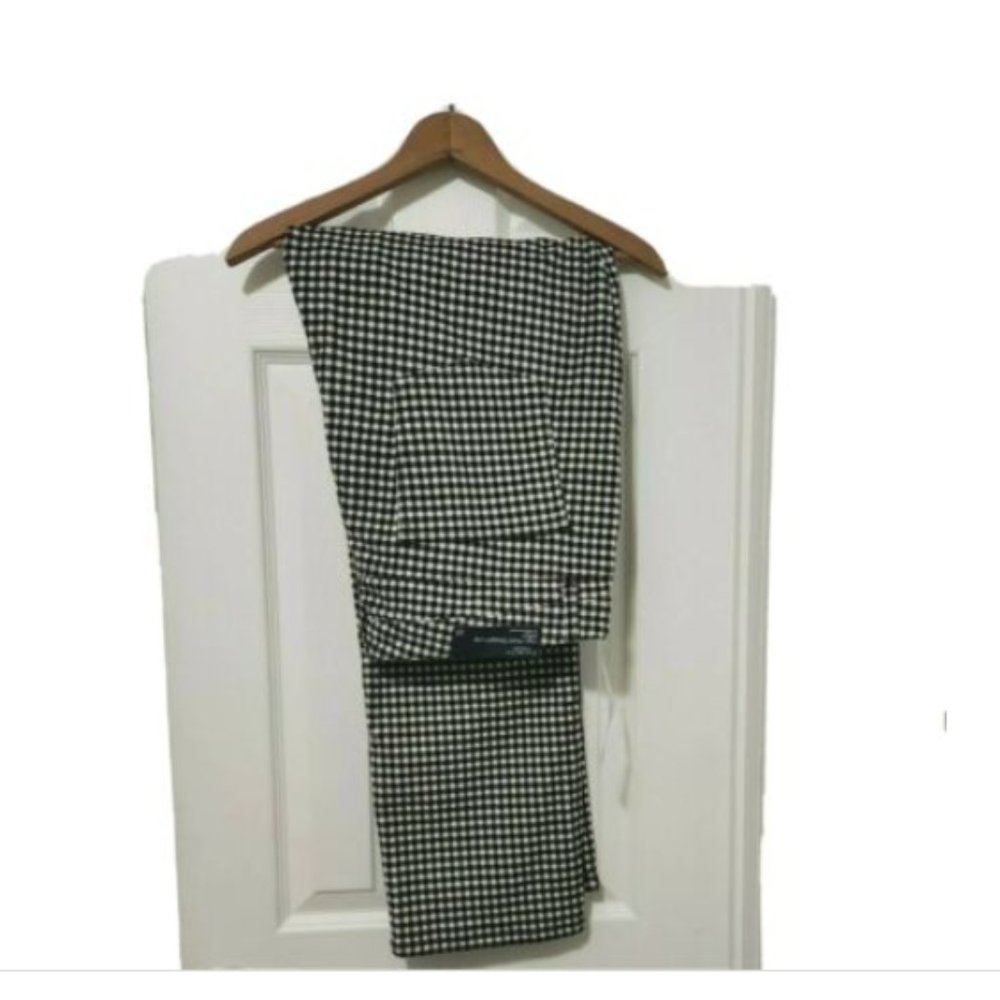 Talbots Flawless High Waist Straight Leg Slimming Velvet Gingham Pants